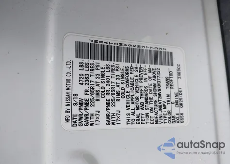 2019 Nissan Rogue Sv из США, поврежденный, VIN JN8AT2MV9KW377332